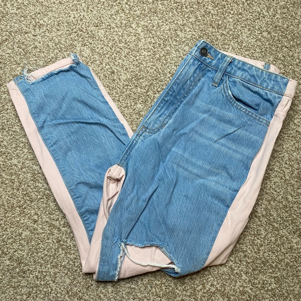 Extremely distressed fashion Nova multicoloured jeans
